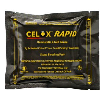 Celox Rapid Gauze, front of packaging