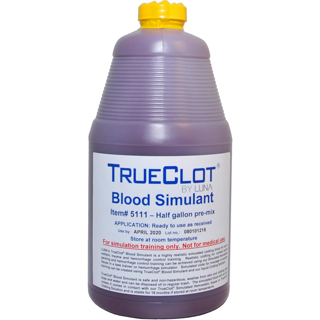Blood Simulant, Pre-Mixed by TrueClot on quart size