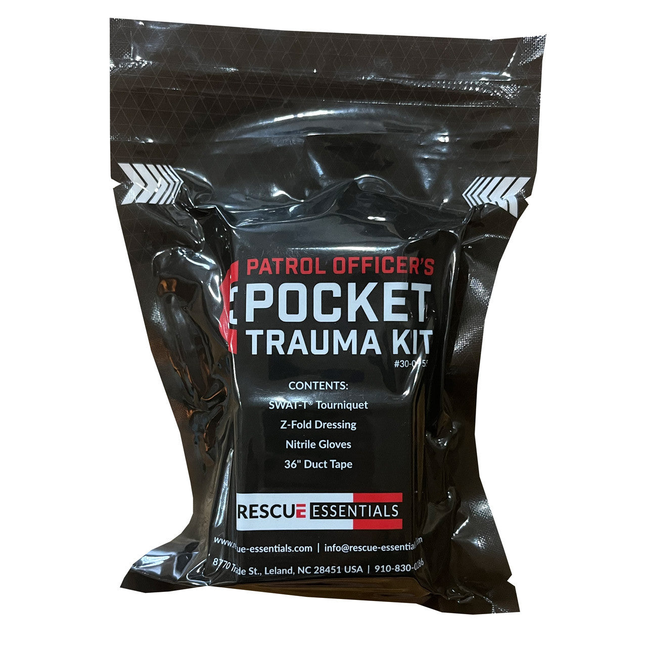 Patrol Officer's Pocket Trauma Kit by rescue essentials, showing kit without a case