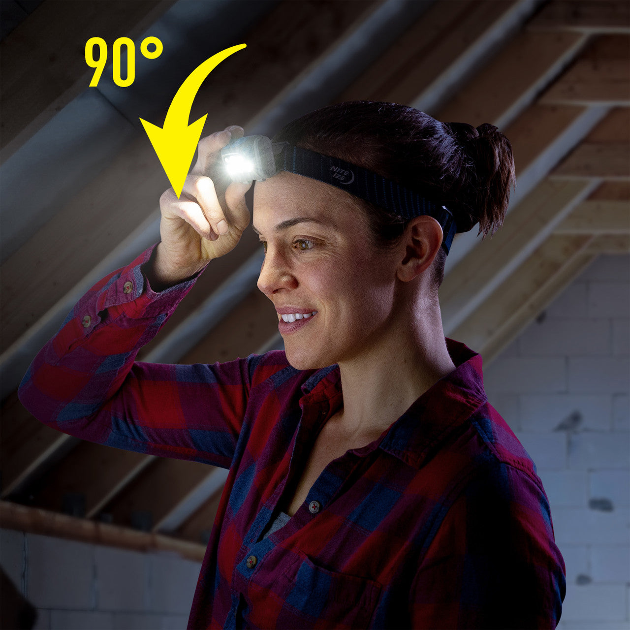 Radiant® RH2™ PowerSwitch™ Rechargeable Headlamp, showing 90 degree rotation