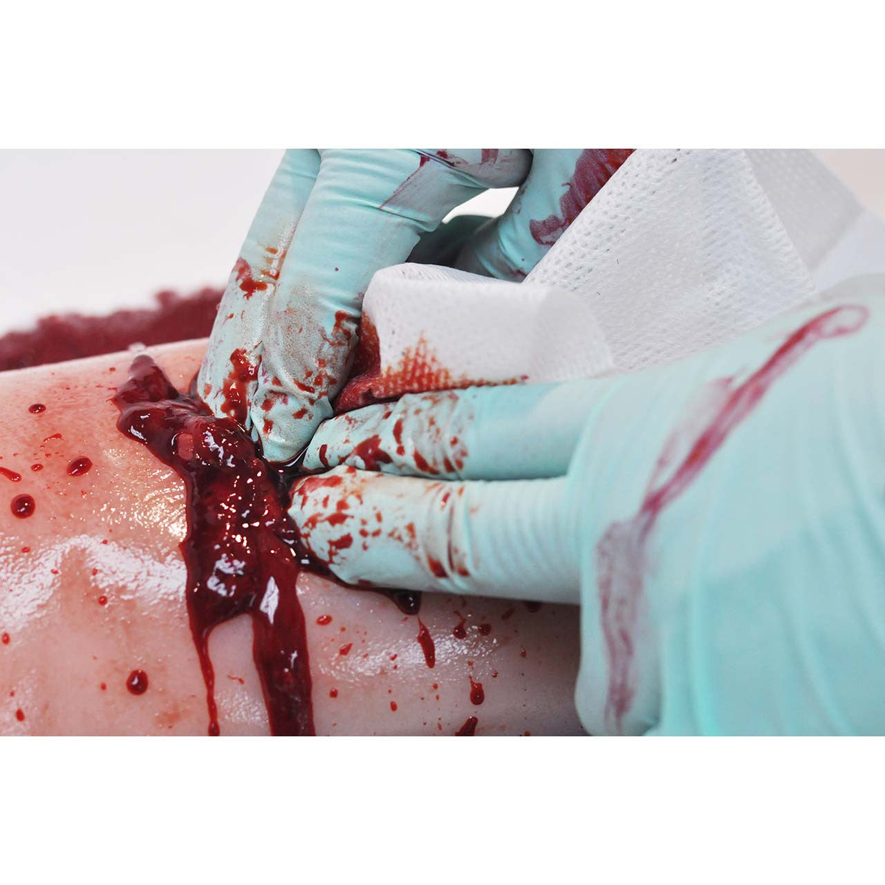 Simulated Hemostatic Gauze, in use