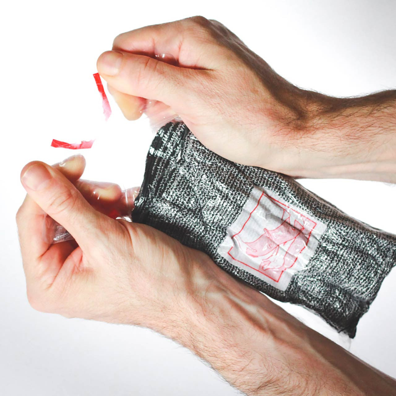 Israeli Emergency Bandage, being opened