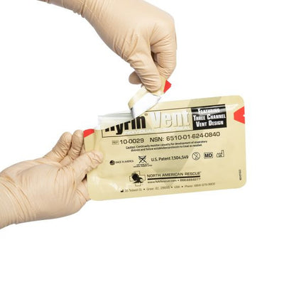 NAR HyFin® Vent Chest Seal, being opened