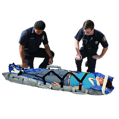 EVAC-U-SPLINT® Vacuum Mattress, in use, EMS responders with patient