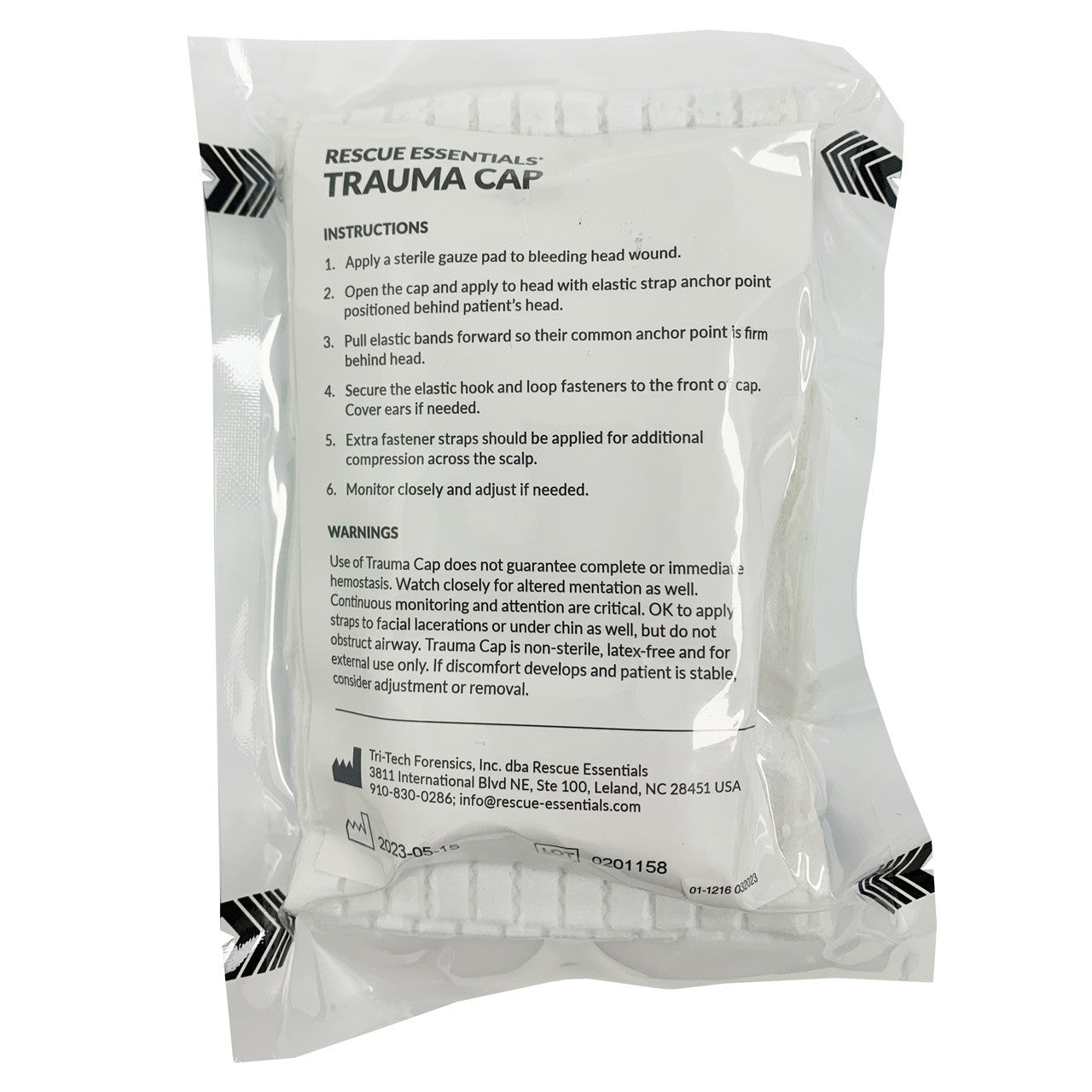 Rescue Essentials Trauma Cap, packaged back