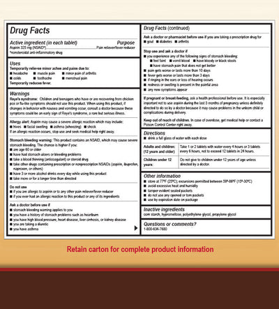 SHORT DATED! Aspirin Tablets, 2 per package