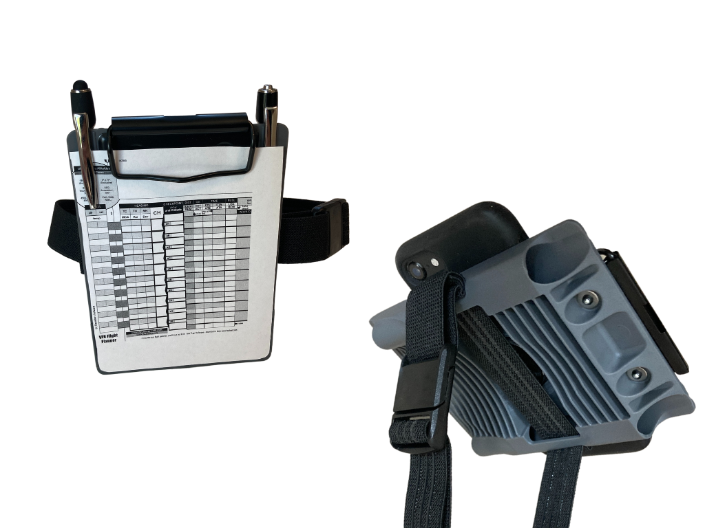SD AeroPad Kneeboard, front and back with accessories 