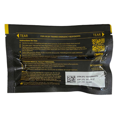 Celox Rapid Ribbon by Celox z-fold, back of package