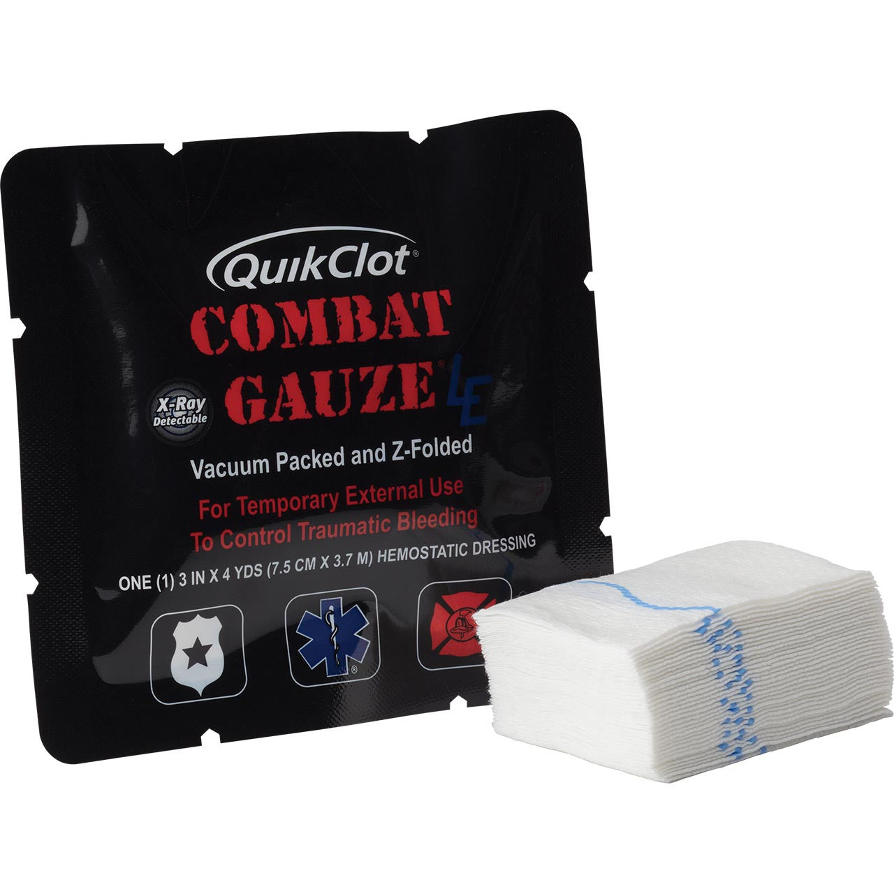 Combat Gauze hemostatic dressing by QuikClot law enforcement version