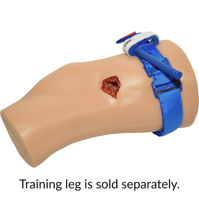 Combat application tourniquet CA, blue trainer by North American Rescue NAR on Luna Leg Trainer