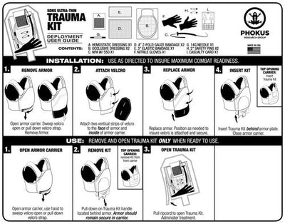 Deployment Trauma Kit II with External Pill Pouch by Phokus Research insert instruction guide