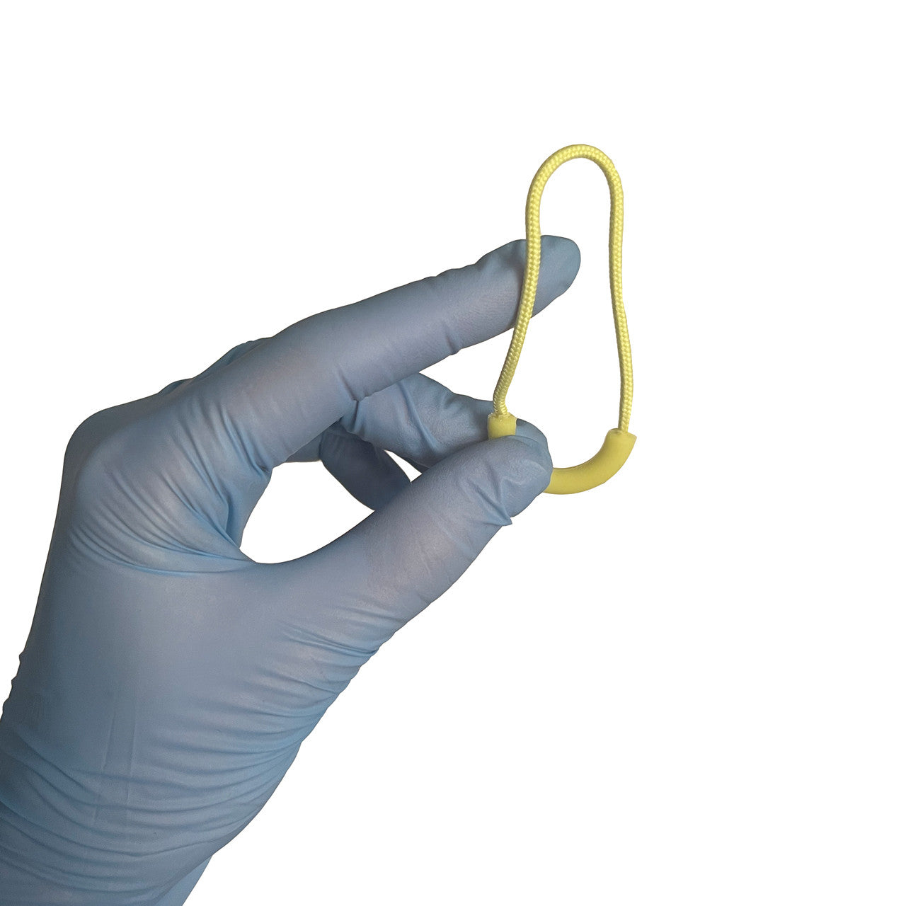 Zipper Pull - Luminous Green Loop, in hand