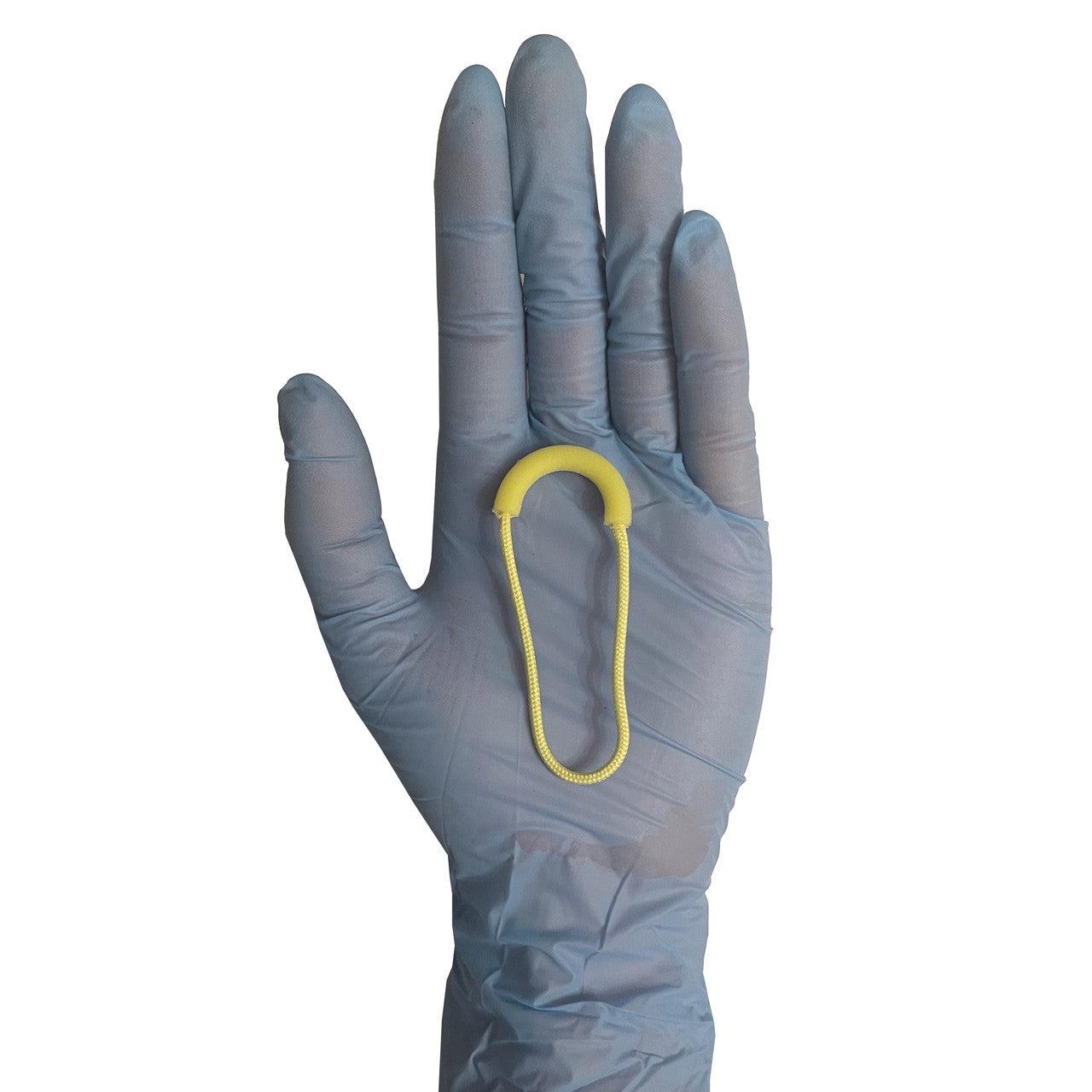 Zipper Pull - Luminous Green Loop, in hand