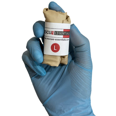 Bear Claw® Tan Nitrile Gloves, one pair in hand (Large)