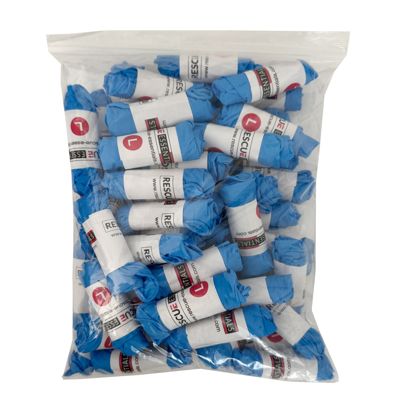 Rolled Pairs Blue Nitrile Gloves, 50 Pack-in bag