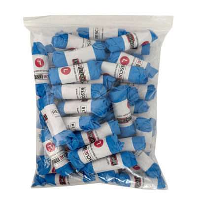 Rolled Pairs Blue Nitrile Gloves, 50 Pack-in bag