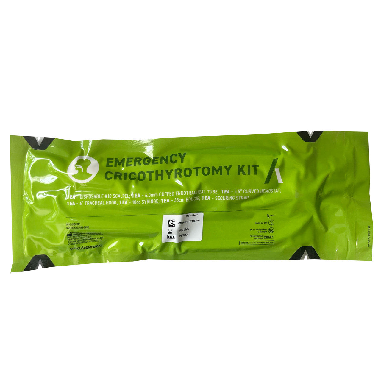 Emergency Cricothyrotomy Kit, front of packaging 