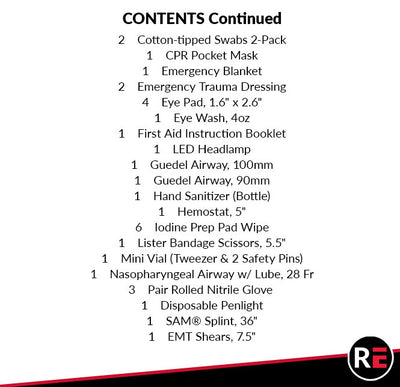 BLS Supplies Module, contents list part 2