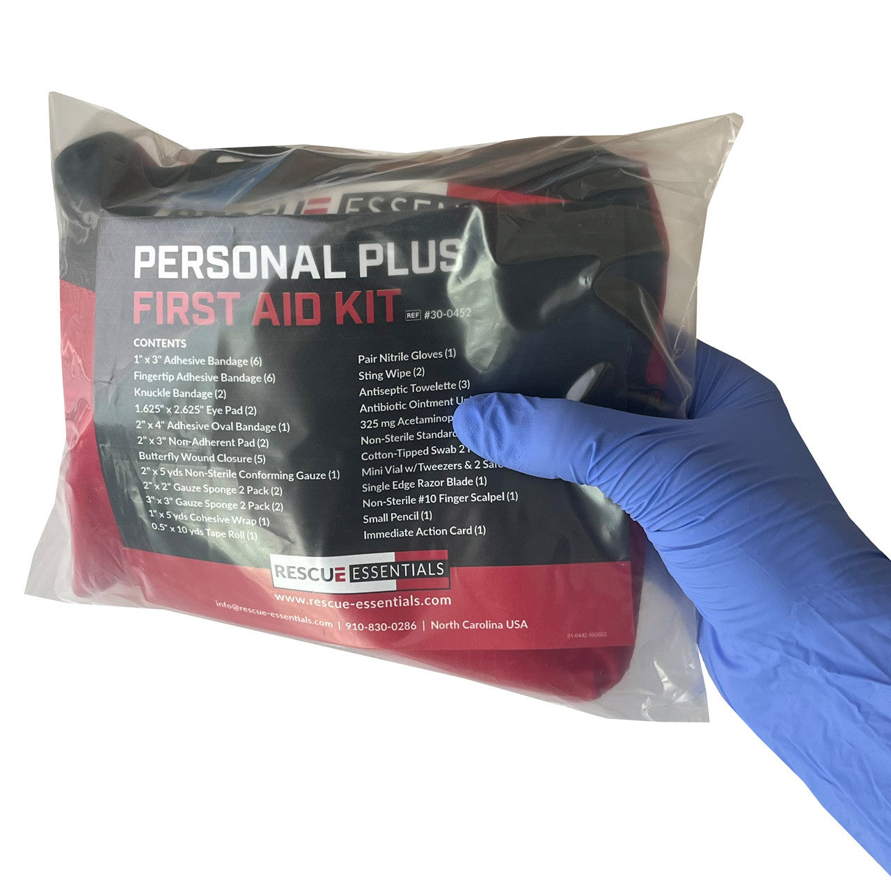 Personal Plus First Aid Kit, packaged in hand