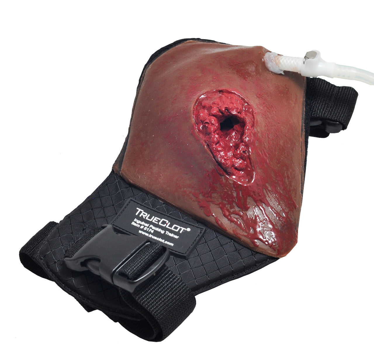 TrueClot Inguinal Trainer, simulated wound that can be worn