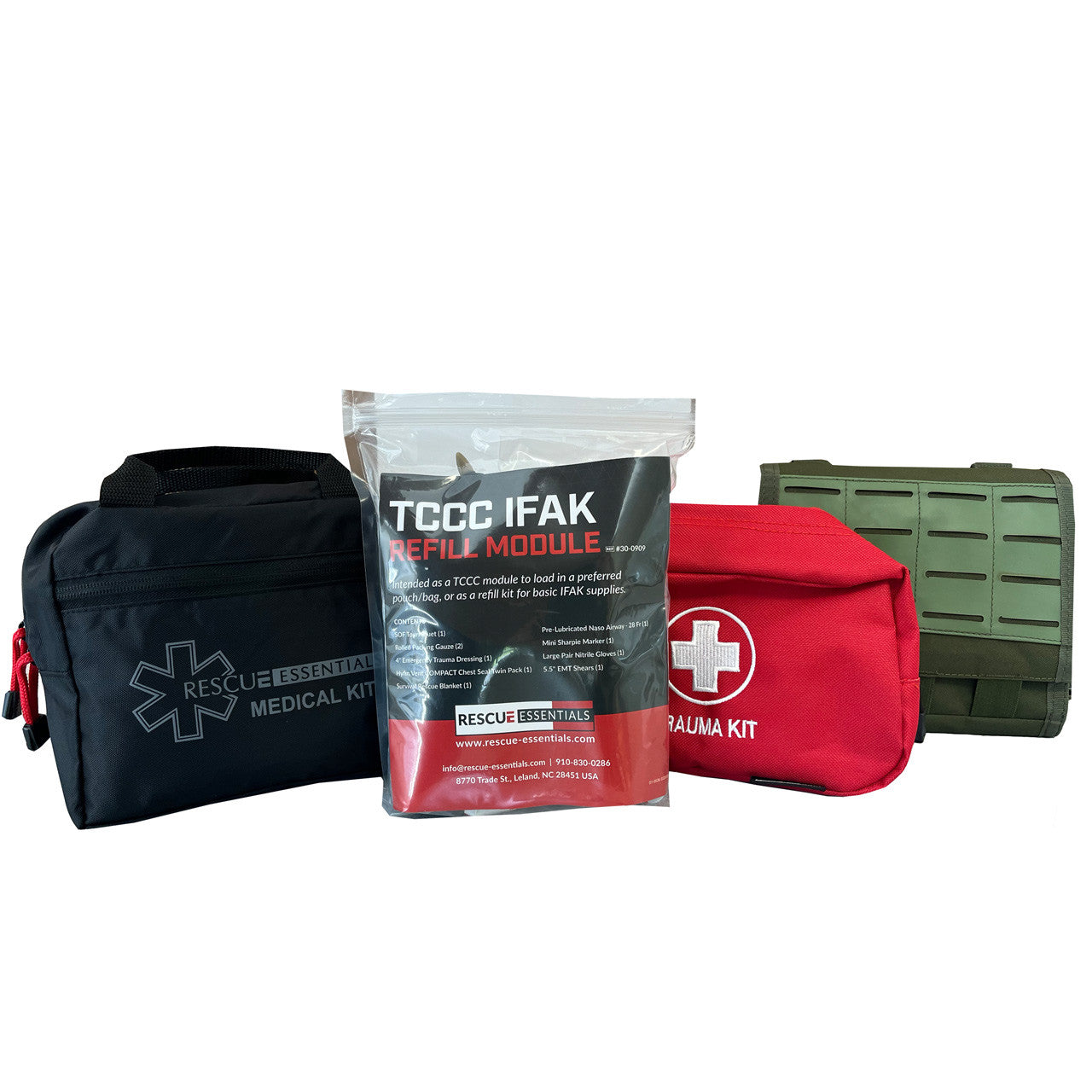 TCCC IFAK Refill Module with a variety of bags