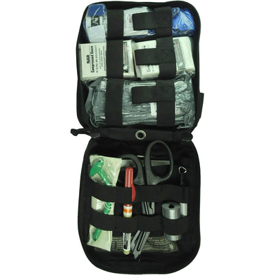 TCCC Trainer Trauma Kit, open with contents