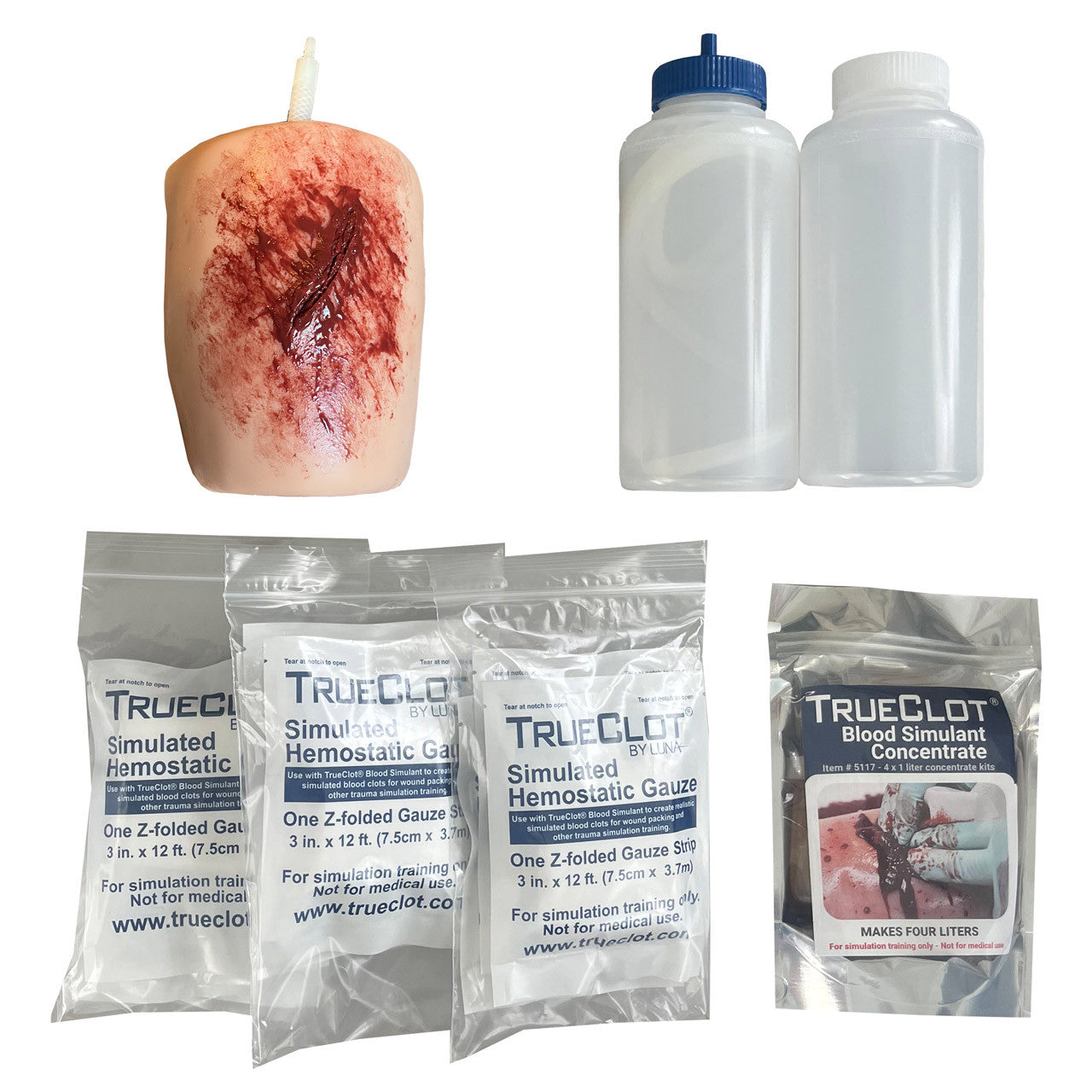 TrueClot® Wound Packing Training Kit Contents- Light Skin Tone (30-0923)