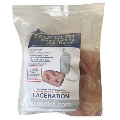 Light Tone TrueClot® Wound Packing Task Trainer (Laceration), in packaging front