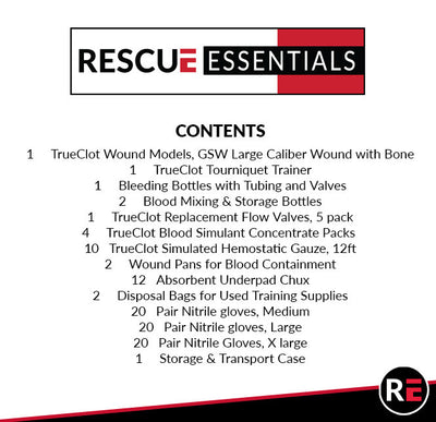 Rescue Essentials Bleeding Control Instructors Kit, contents list