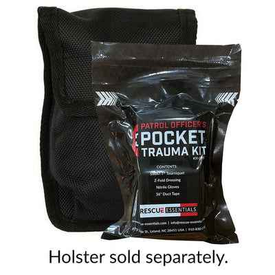 Patrol Officer's Pocket Trauma Kit by rescue essentials, showing kit and belt loop case