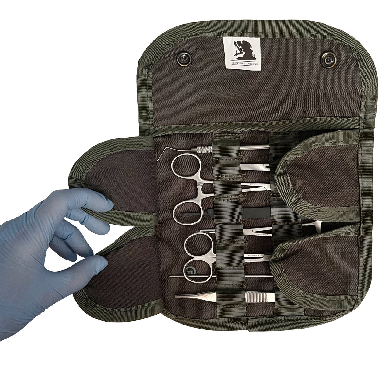 Military Surgical Kit, Open view with hand