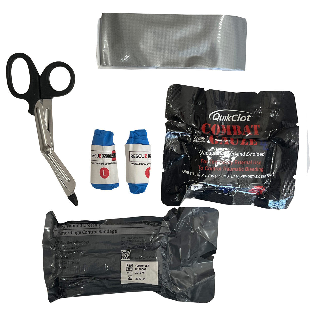 Trauma Kit, contents laid out