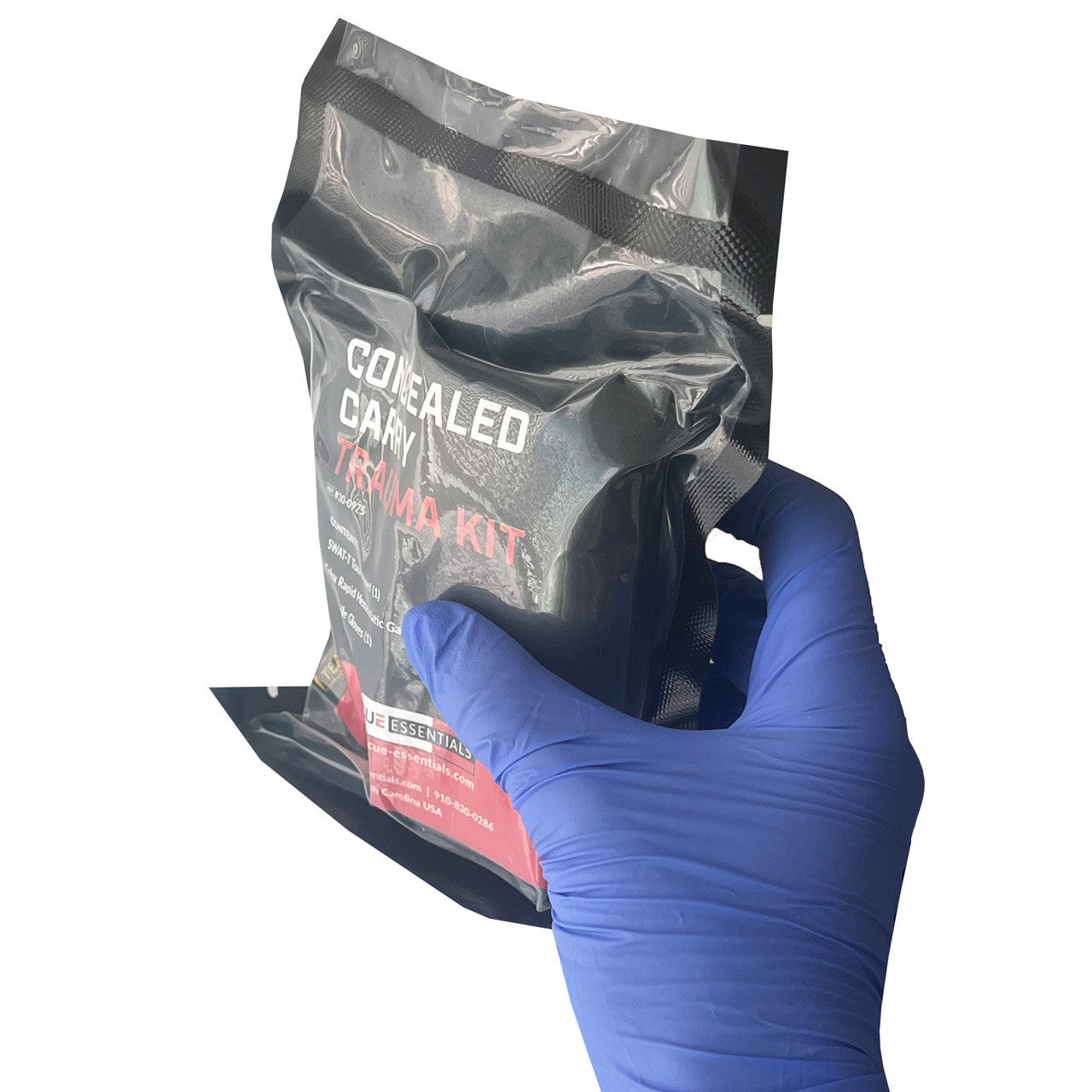 Concealed Carry Trauma Kit, Side being held in hand