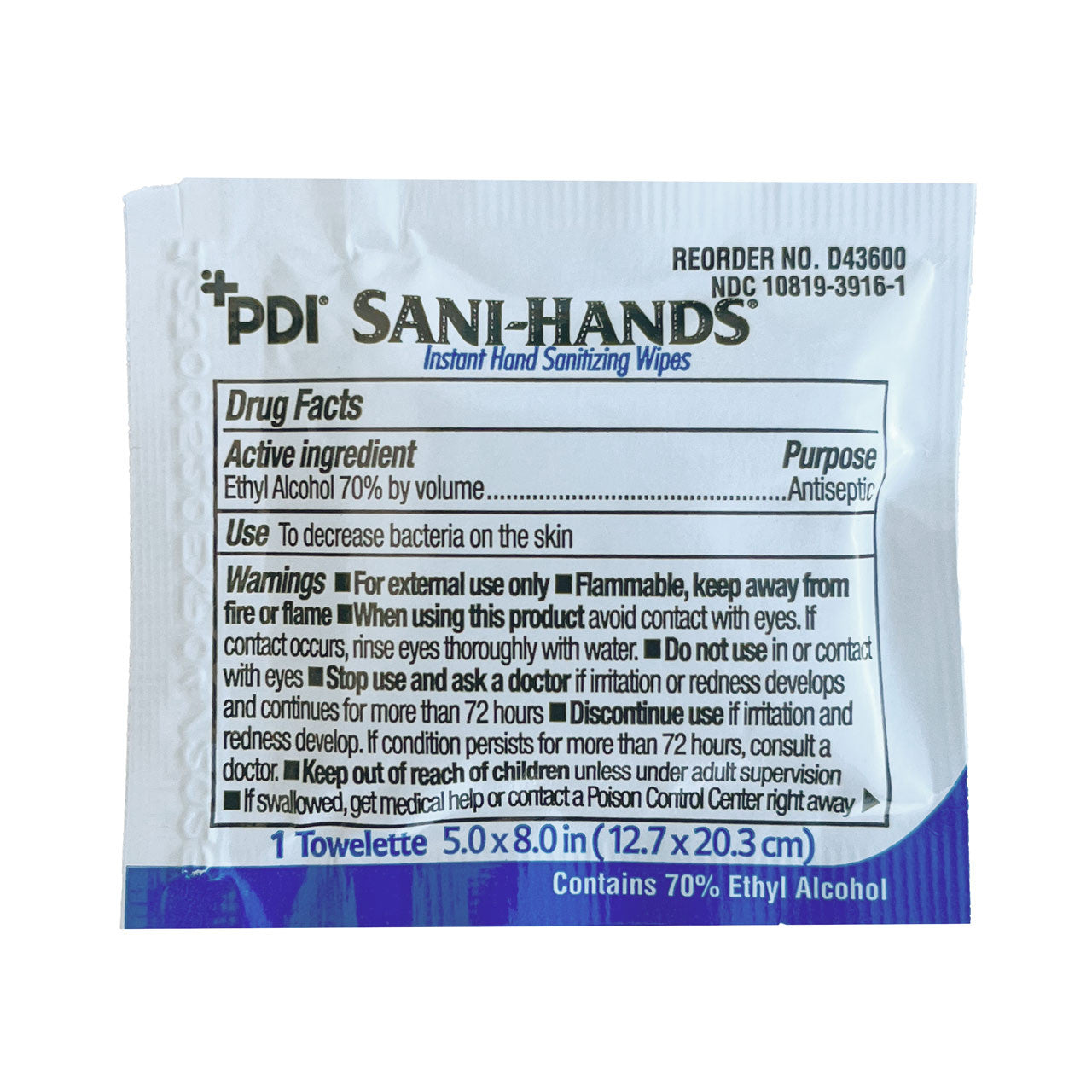 Sani Hands Antimicrobial Hand Wipe, Front