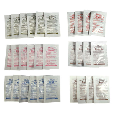 Medications Unit Dose Pack (Ibuprofen, Acetaminophen, Aspirin, Loperamide, Diphenhydramine, & Calcium Carbonate)