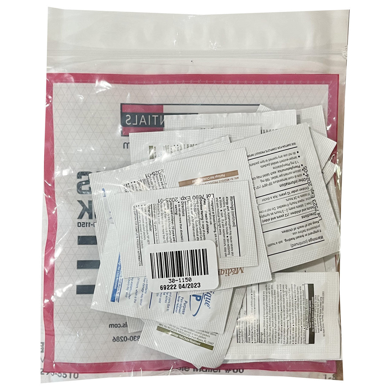 Medications Unit Dose Pack (Ibuprofen, Acetaminophen, Aspirin, Loperamide, Diphenhydramine, & Calcium Carbonate)