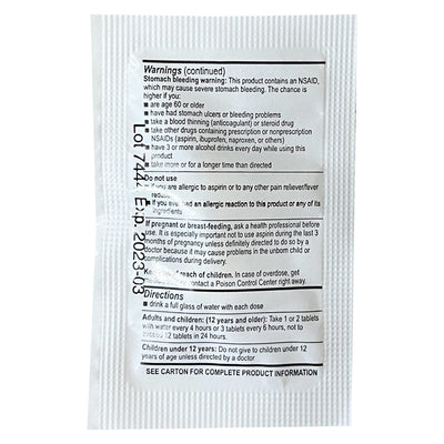 Medications Unit Dose Pack (Ibuprofen, Acetaminophen, Aspirin, Loperamide, Diphenhydramine, & Calcium Carbonate)
