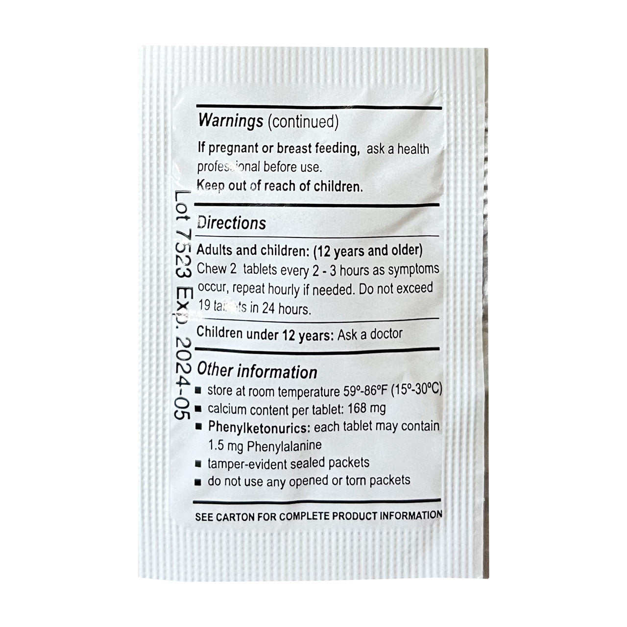 Medications Unit Dose Pack (Ibuprofen, Acetaminophen, Aspirin, Loperamide, Diphenhydramine, & Calcium Carbonate)