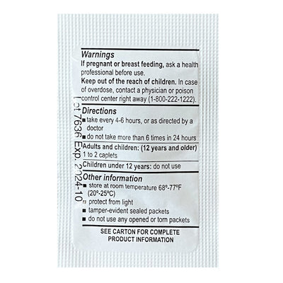 Medications Unit Dose Pack (Ibuprofen, Acetaminophen, Aspirin, Loperamide, Diphenhydramine, & Calcium Carbonate)