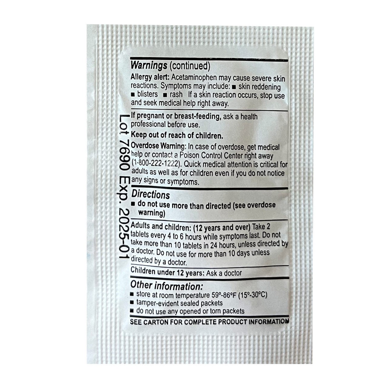Medications Unit Dose Pack (Ibuprofen, Acetaminophen, Aspirin, Loperamide, Diphenhydramine, & Calcium Carbonate)