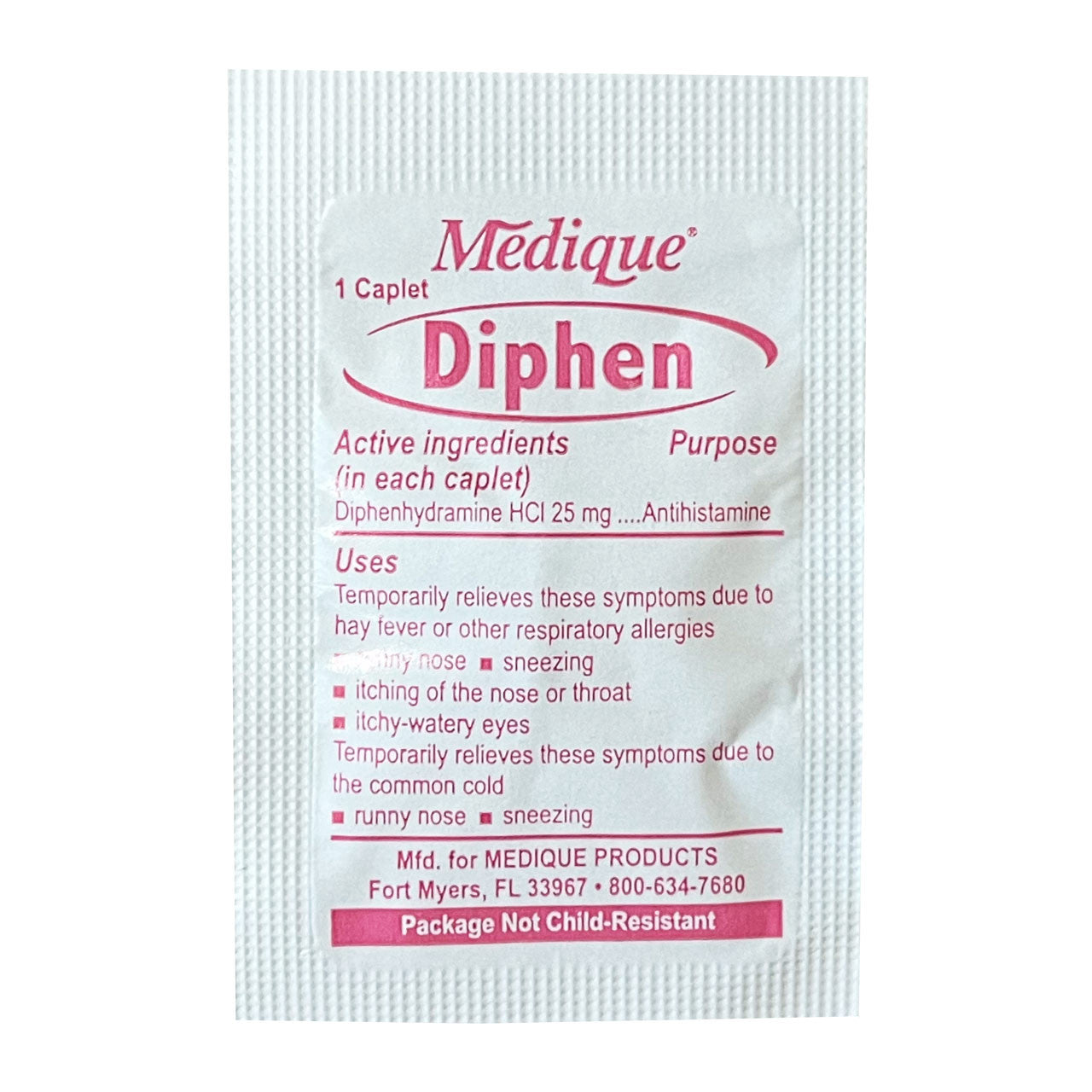 Medications Unit Dose Pack (Ibuprofen, Acetaminophen, Aspirin, Loperamide, Diphenhydramine, & Calcium Carbonate)