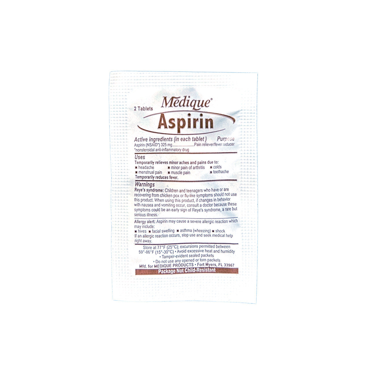 Medications Unit Dose Pack (Ibuprofen, Acetaminophen, Aspirin, Loperamide, Diphenhydramine, & Calcium Carbonate)
