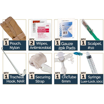NAR Tactical Surgical Cricothyroidotomy Kit, contents list