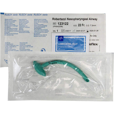 Rescue Essentials Naso Airway Kit, front and back of packaging 
