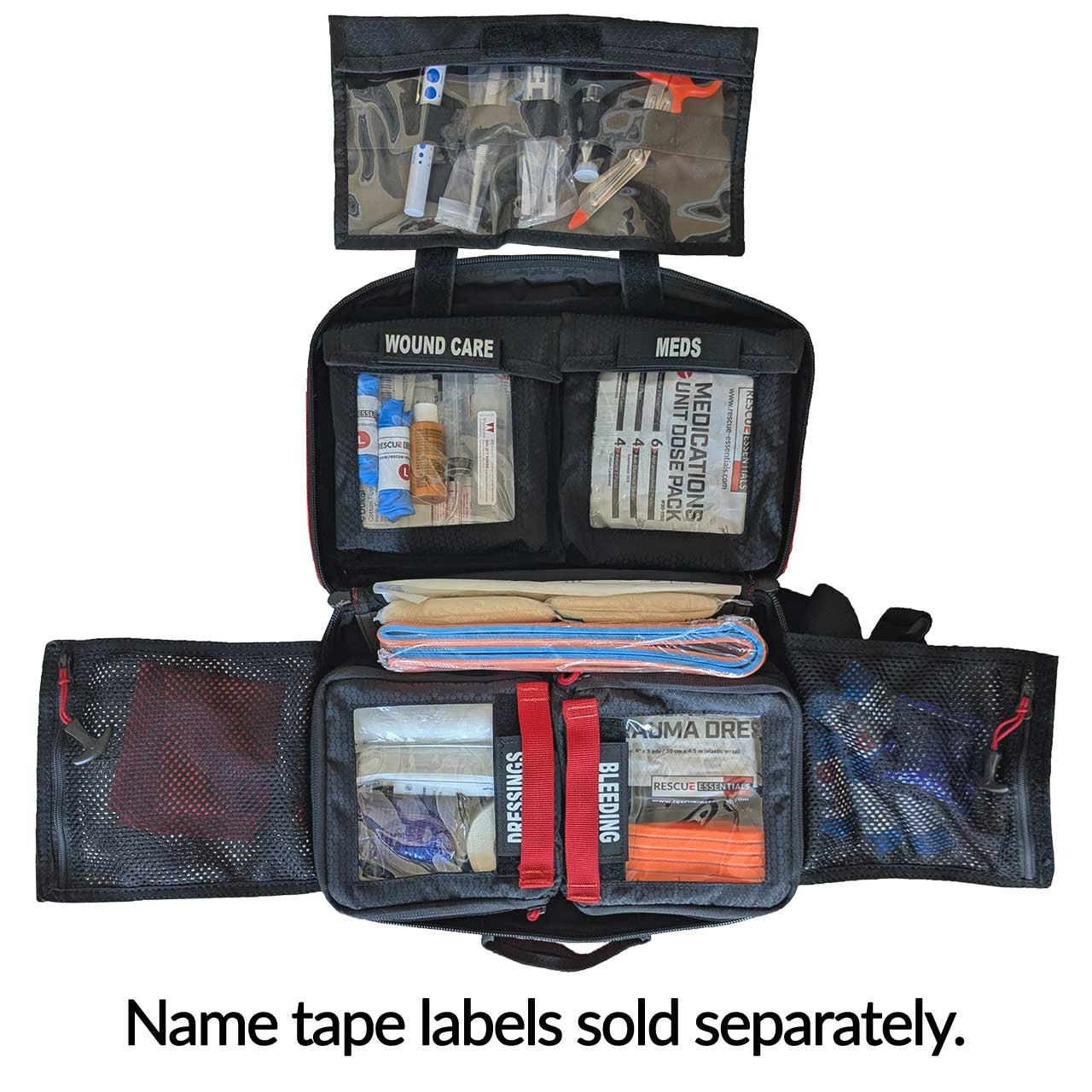 Agilis Wilderness First Aid Kit - medical kit open with name tapes