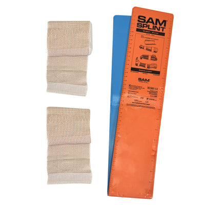 SAM Splint Combo Pack - (36" Orange/Blue Flat Splint with 4" Elastic Wraps)