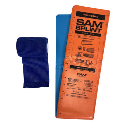 SAM Splint Combo Pack - (24" Orange/Blue Splint with Blue Cohesive Wrap) Immobilization Rescue Essentials