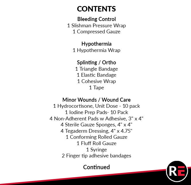  Wilderness First Responder WFR Starter Kit contents list- part 1