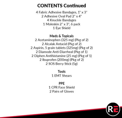  Wilderness First Responder WFR Starter Kit contents list- part 2