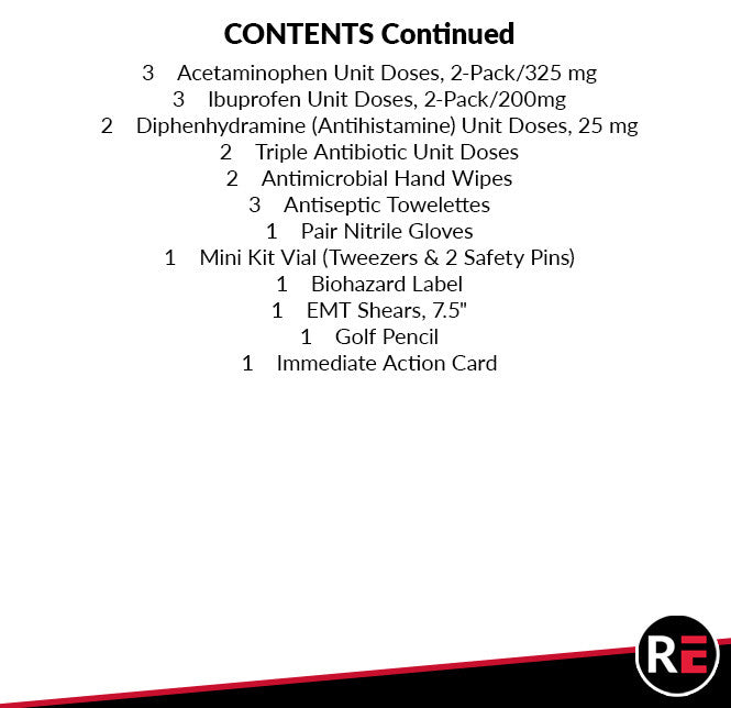 Rescue Essentials WFA Kit, Contents list part 2